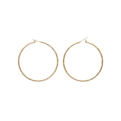Maison de la Bijouterie Boucles d'oreilles plaqué or créoles torsadées 60mm Y6Z5Y60 | Femme Boucles D'Oreilles