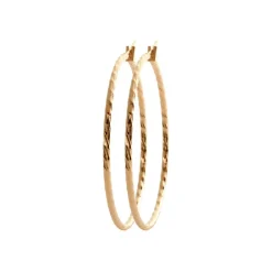 Maison de la Bijouterie Boucles d'oreilles plaqué or créoles torsadées 50mm Y6Z5Y50 | Femme Boucles D'Oreilles