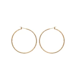 Maison de la Bijouterie Boucles d'oreilles plaqué or créoles torsadées 50mm Y6Z5Y50 | Femme Boucles D'Oreilles