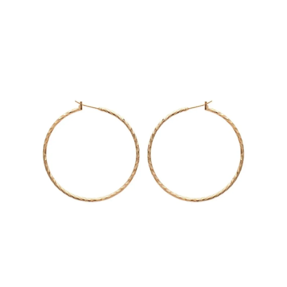 Maison de la Bijouterie Boucles d'oreilles plaqué or créoles torsadées 50mm Y6Z5Y50 | Femme Boucles D'Oreilles