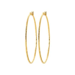Maison de la Bijouterie Boucles d'oreilles plaqué or créoles 50mm Y6Z4U50 | Femme Boucles D'Oreilles