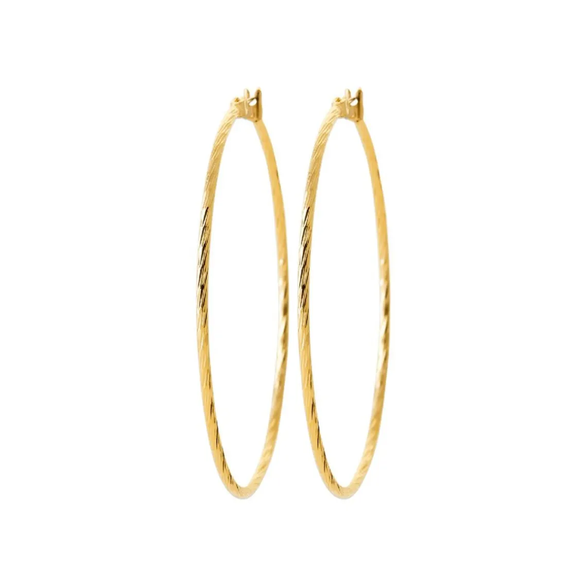 Maison de la Bijouterie Boucles d'oreilles plaqué or créoles 50mm Y6Z4U50 | Femme Boucles D'Oreilles