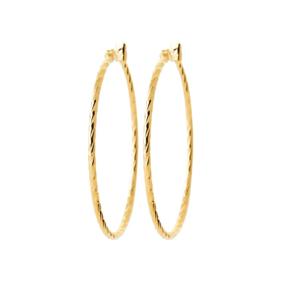 Maison de la Bijouterie Boucles d'oreilles plaqué or créoles 40mm Y6Z4U40 | Femme Boucles D'Oreilles