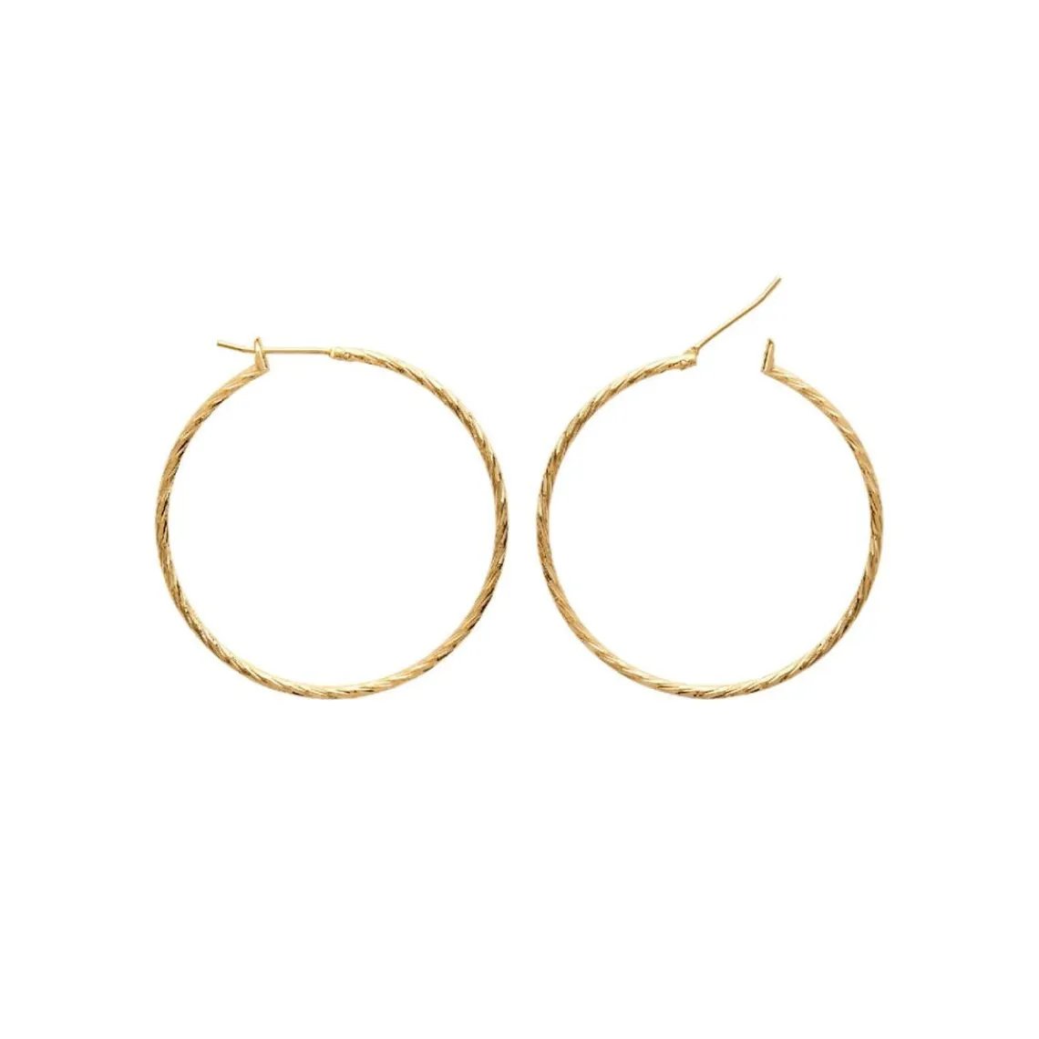 Maison de la Bijouterie Boucles d'oreilles plaqué or créoles 40mm Y6Z4U40 | Femme Boucles D'Oreilles