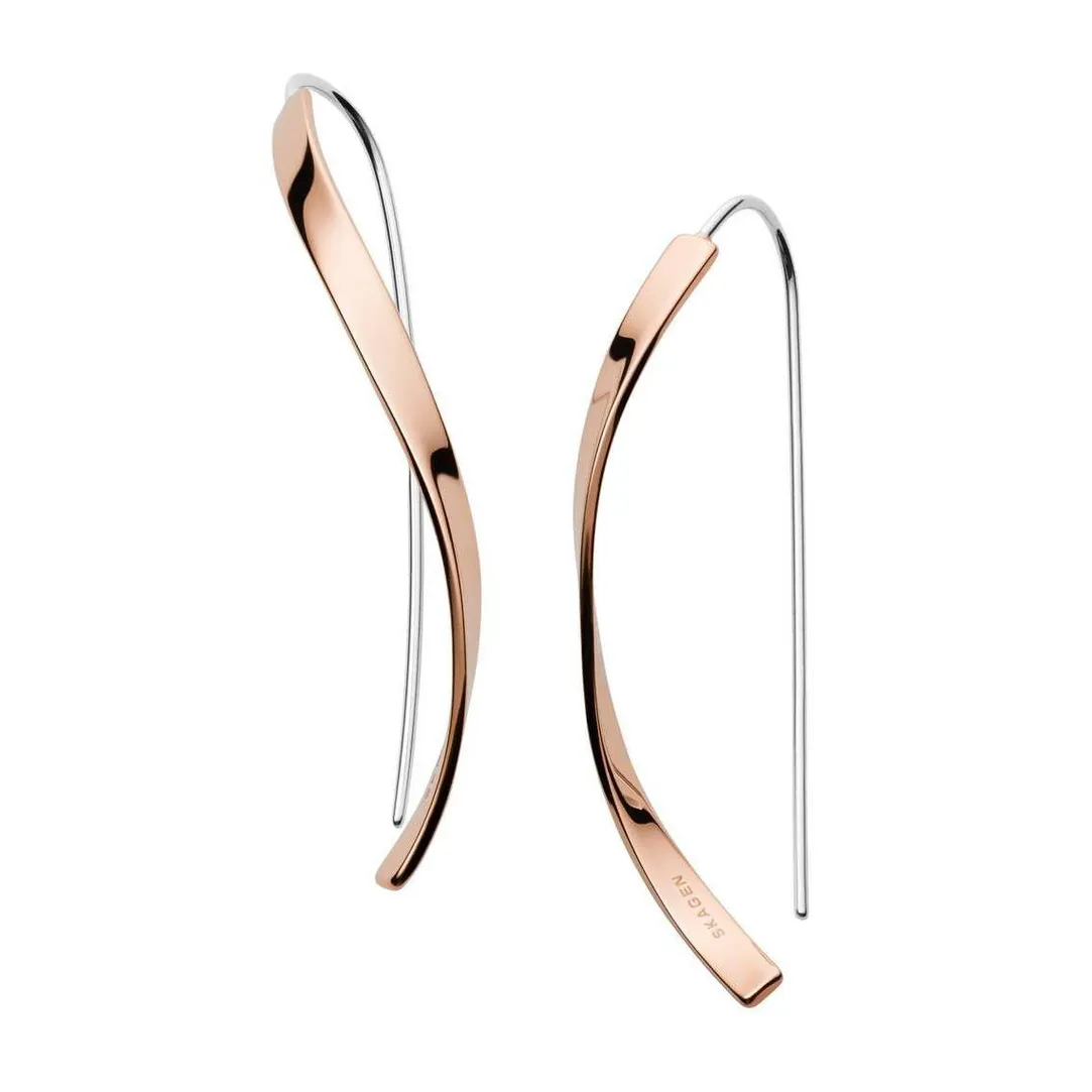Skagen Bijoux Boucles d'oreilles -Acier Doré rose | Femme Boucles D'Oreilles