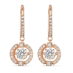 Swarovski Bijoux Boucles d'oreilles Swarovski 5504753 - Boucles d'oreilles métal rose rond strass blanc Femme | Femme Boucles D'Oreilles