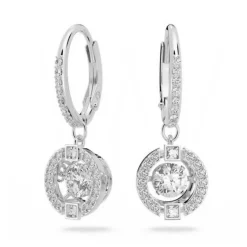 Swarovski Bijoux Boucles d'oreilles Swarovski 5504652 - Boucles d'oreilles métal argenté rond strass blanc Femme | Femme Boucles D'Oreilles