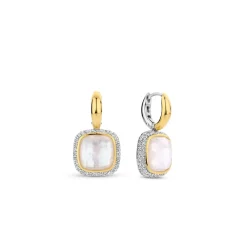 Ti Sento Boucles D'Oreilles - 7968MW Argent Doré Doublé Nacre Carré Et Oxydes De Zirconium | Femme Boucles D'Oreilles