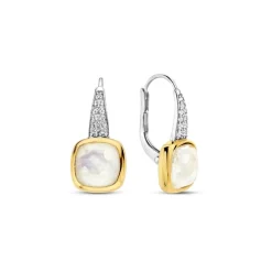 Ti Sento Boucles D'Oreilles - 7969MW Argent Doré Doublé Nacre Carré Et Oxydes De Zirconium | Femme Boucles D'Oreilles