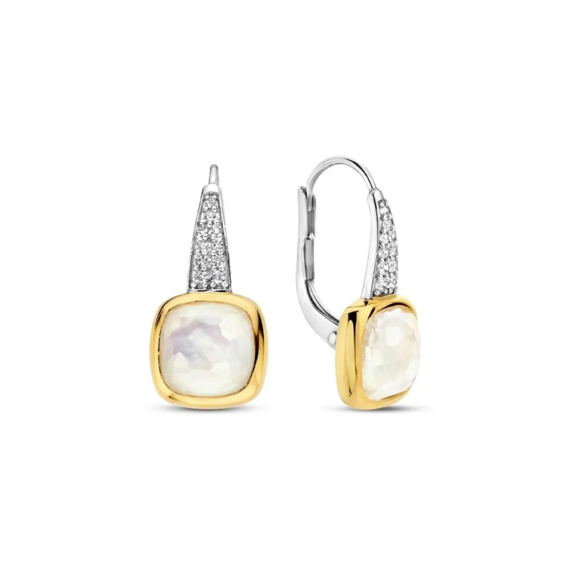 Ti Sento Boucles D'Oreilles - 7969MW Argent Doré Doublé Nacre Carré Et Oxydes De Zirconium | Femme Boucles D'Oreilles