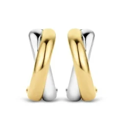Ti Sento Boucles d'oreilles 7667SY - Boucles d'oreilles Entrelacés Bi Colores Doré | Femme Boucles D'Oreilles