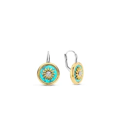 Ti Sento Boucles D'Oreilles - 7971TQ Argent Doré Pièce Fond Turquoise | Femme Boucles D'Oreilles