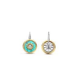 Ti Sento Boucles D'Oreilles - 7971TQ Argent Doré Pièce Fond Turquoise | Femme Boucles D'Oreilles