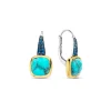 Ti Sento Boucles D'Oreilles - 7969TQ Argent Doré Pierre Veinée Turquoise Carré Et Oxydes De Zirconium Bleus | Femme Boucles D'Oreilles
