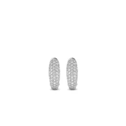 Ti Sento Boucles d'Oreilles 7804ZI - anneaux allongés argent pavés petit modèle | Femme Boucles D'Oreilles
