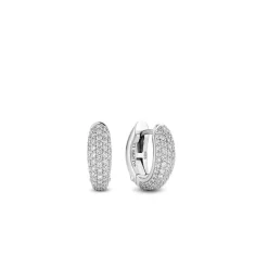 Ti Sento Boucles d'Oreilles 7804ZI - anneaux allongés argent pavés petit modèle | Femme Boucles D'Oreilles