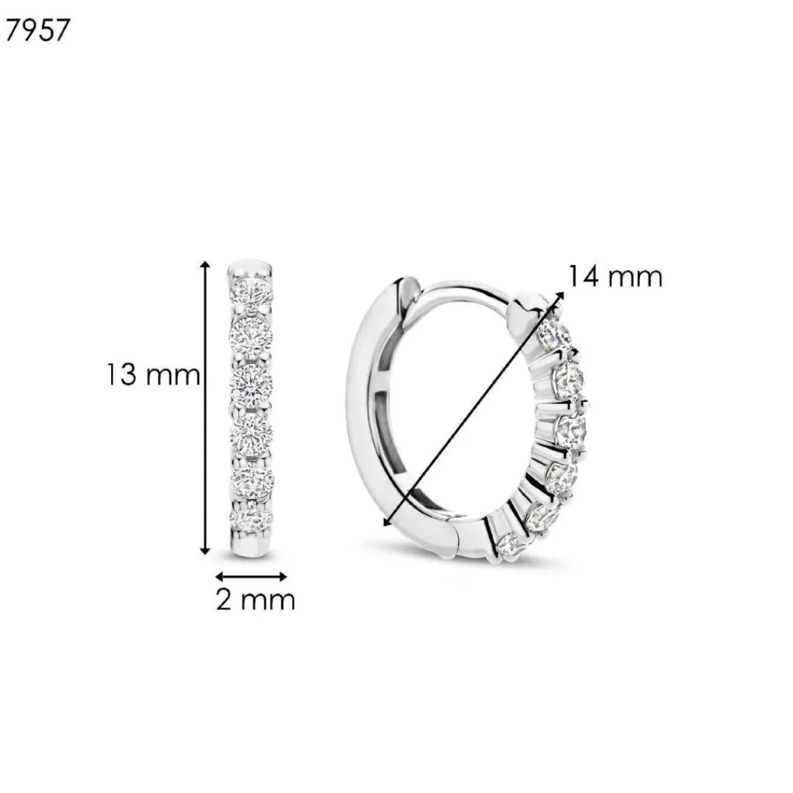 Ti Sento Boucles D'Oreilles - 7957ZI Argent Rhodié Anneaux Et Pavage | Femme Boucles D'Oreilles