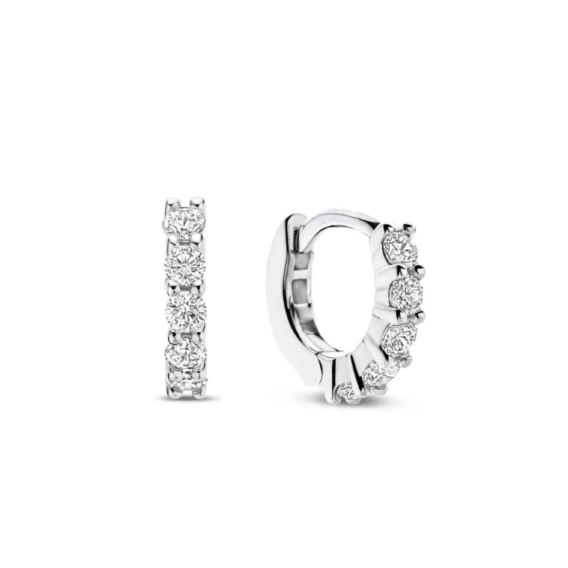 Ti Sento Boucles D'Oreilles - 7955ZI Argent Rhodié Anneaux Et Pavage | Femme Boucles D'Oreilles