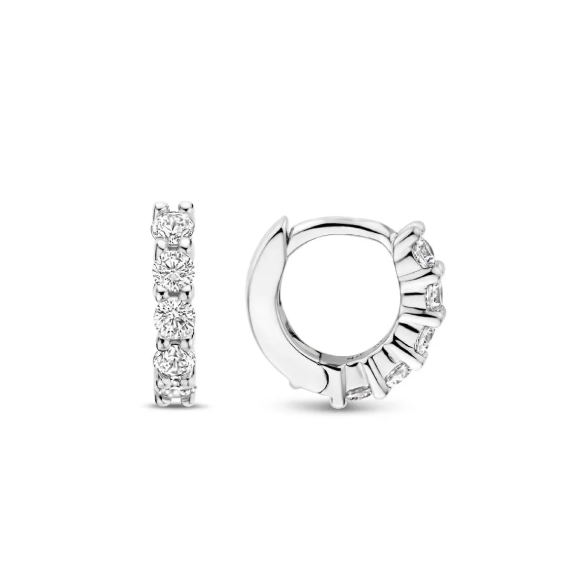 Ti Sento Boucles D'Oreilles - 7955ZI Argent Rhodié Anneaux Et Pavage | Femme Boucles D'Oreilles
