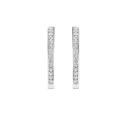 Ti Sento Boucles D'Oreilles - 7959ZI Argent Rhodié Créoles Et Pavage | Femme Boucles D'Oreilles