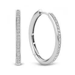 Ti Sento Boucles d'oreilles 7789ZI - Boucles d'oreilles Créoles ovale Argent Pavées | Femme Boucles D'Oreilles