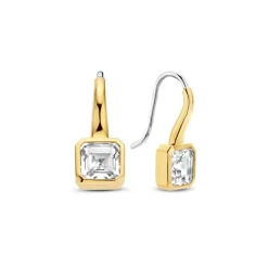 Ti Sento Boucles D'Oreilles - 7966ZY Argent Doré Et Oxydes Carrés | Femme Boucles D'Oreilles