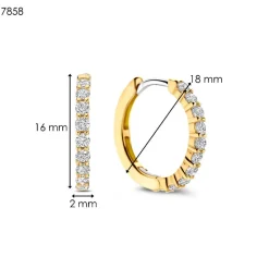 Ti Sento Boucles D'Oreilles - 7958ZY Argent Doré Anneaux Et Pavage | Femme Boucles D'Oreilles