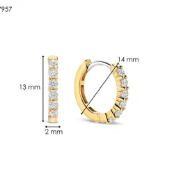 Ti Sento Boucles D'Oreilles - 7957ZY Argent Doré Anneaux Et Pavage | Femme Boucles D'Oreilles