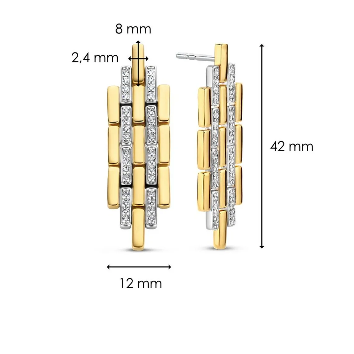 Ti Sento Boucles d'oreilles 7891ZY - Argent, plaqué or | Femme Boucles D'Oreilles