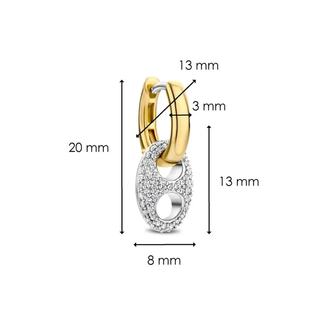 Ti Sento Boucles d'oreilles 7878ZY-H - Argent, plaqué or | Femme Boucles D'Oreilles