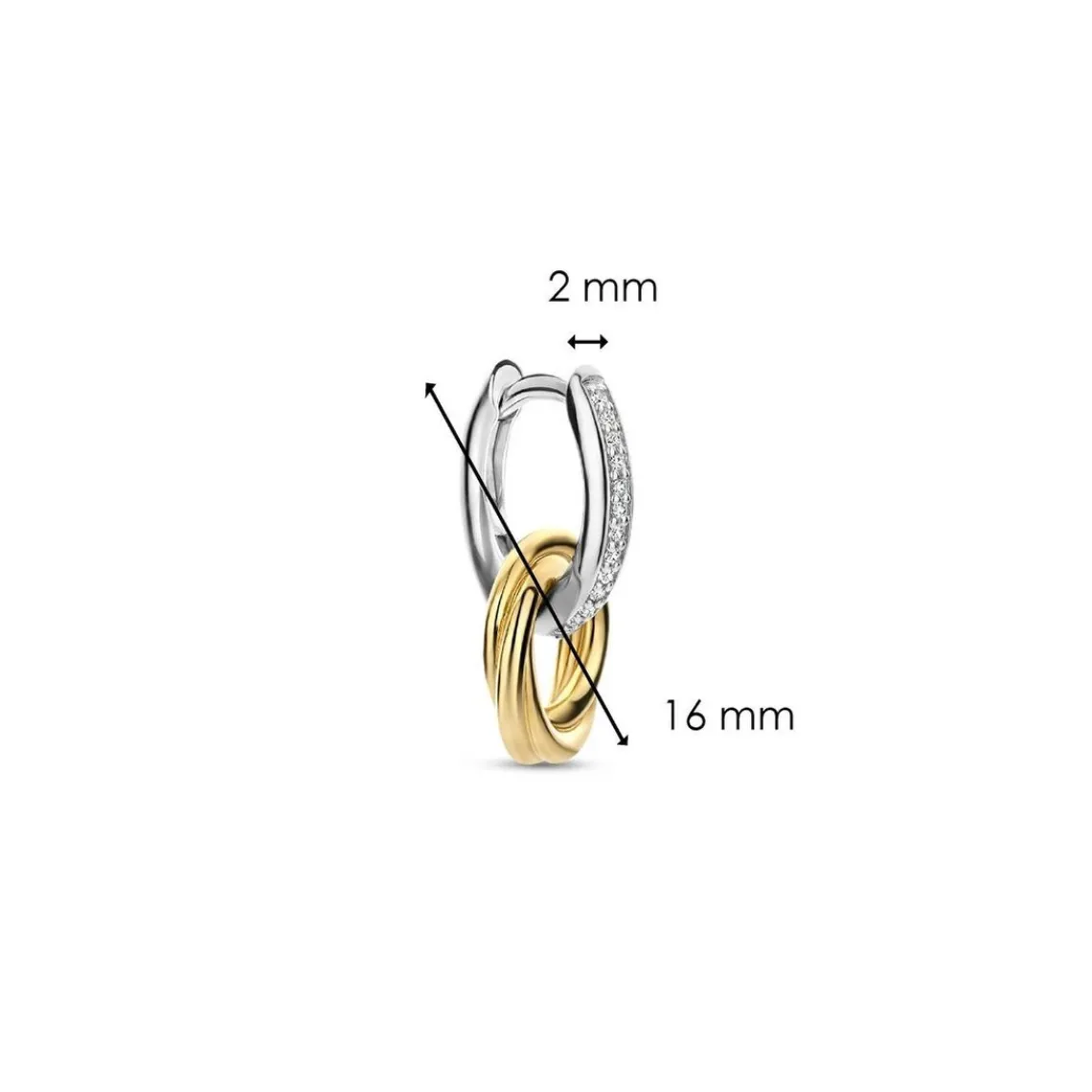 Ti Sento Boucles d'oreilles 7857ZY-H - Argent, plaqué or | Femme Boucles D'Oreilles