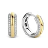 Ti Sento Boucles d'oreilles 7786ZY - Boucles d'oreilles Argent Gaudron Doré et Anneaux Pavés | Femme Boucles D'Oreilles