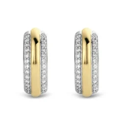 Ti Sento Boucles d'oreilles 7786ZY - Boucles d'oreilles Argent Gaudron Doré et Anneaux Pavés | Femme Boucles D'Oreilles