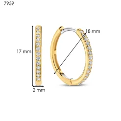 Ti Sento Boucles D'Oreilles - 7959ZY Argent Doré Créoles Et Pavage | Femme Boucles D'Oreilles