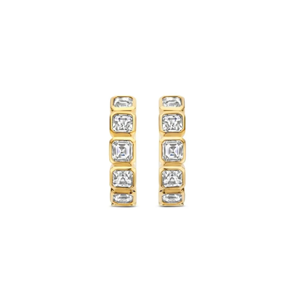 Ti Sento Boucles D'Oreilles - 7965ZY Argent Doré Et Oxydes De Zirconium Sertis Clos Carré | Femme Boucles D'Oreilles