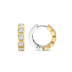 Ti Sento Boucles D'Oreilles - 7965ZY Argent Doré Et Oxydes De Zirconium Sertis Clos Carré | Femme Boucles D'Oreilles