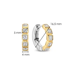 Ti Sento Boucles D'Oreilles - 7965ZY Argent Doré Et Oxydes De Zirconium Sertis Clos Carré | Femme Boucles D'Oreilles
