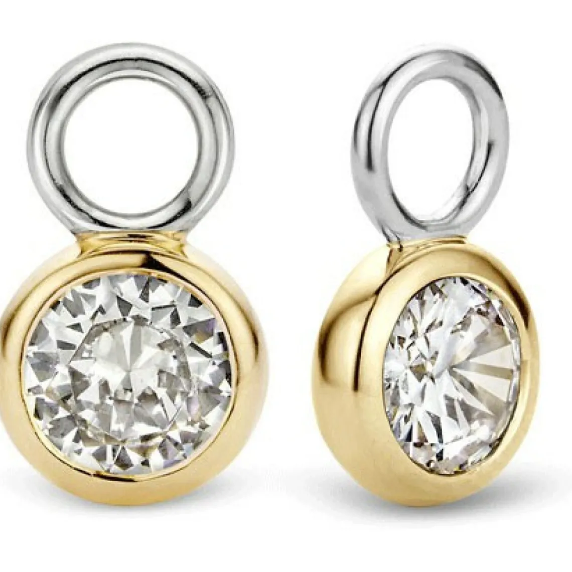 Ti Sento Boucles d'oreilles 9180ZY - Boucles d'oreilles Argent Serti Clos Doré Femme | Femme Boucles D'Oreilles