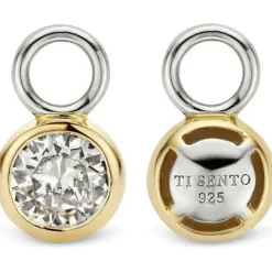 Ti Sento Boucles d'oreilles 9180ZY - Boucles d'oreilles Argent Serti Clos Doré Femme | Femme Boucles D'Oreilles