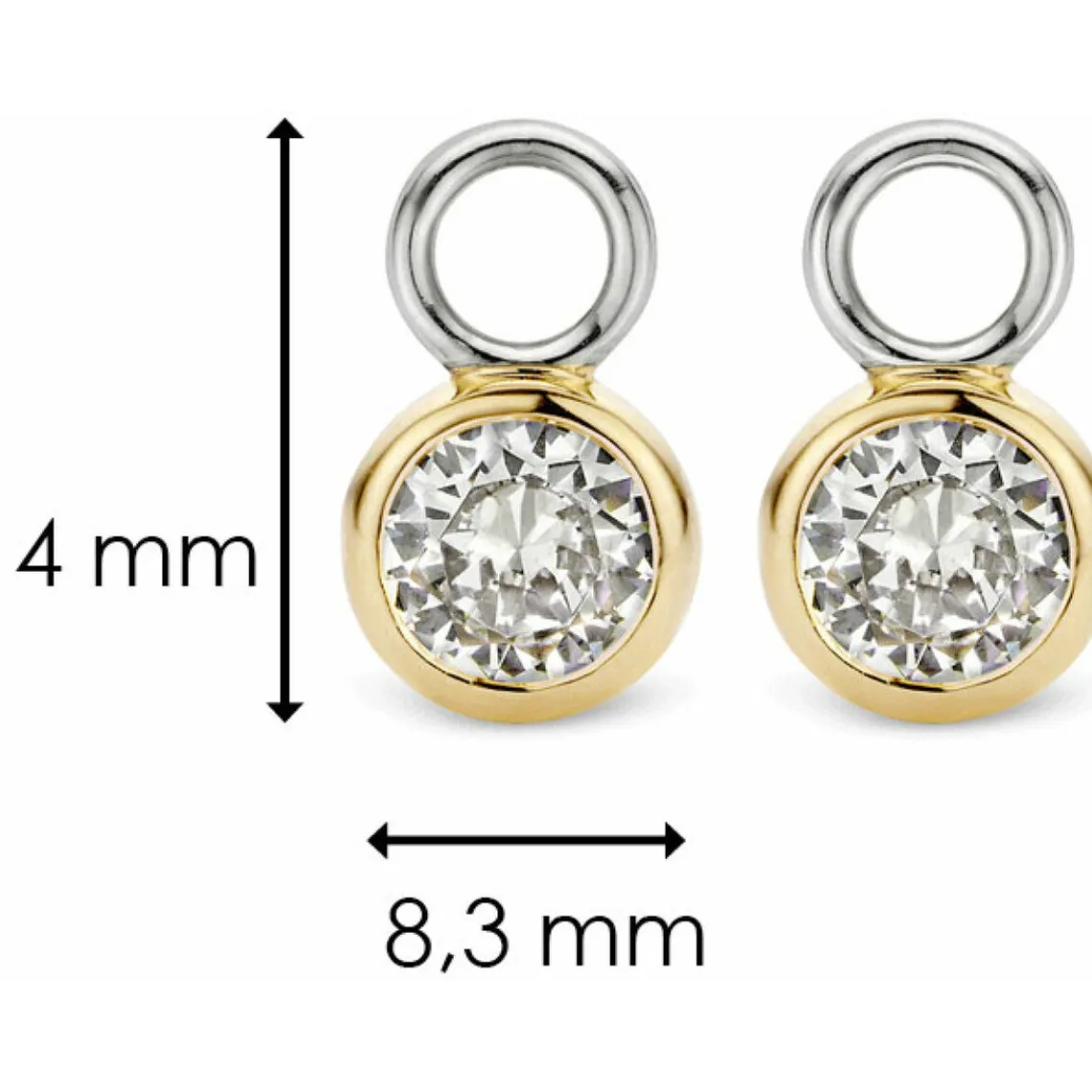 Ti Sento Boucles d'oreilles 9180ZY - Boucles d'oreilles Argent Serti Clos Doré Femme | Femme Boucles D'Oreilles