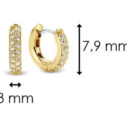 Ti Sento Boucles d'oreilles 7210ZY - Boucles d'oreilles Argent Doré Anneau Pavé Femme | Femme Boucles D'Oreilles