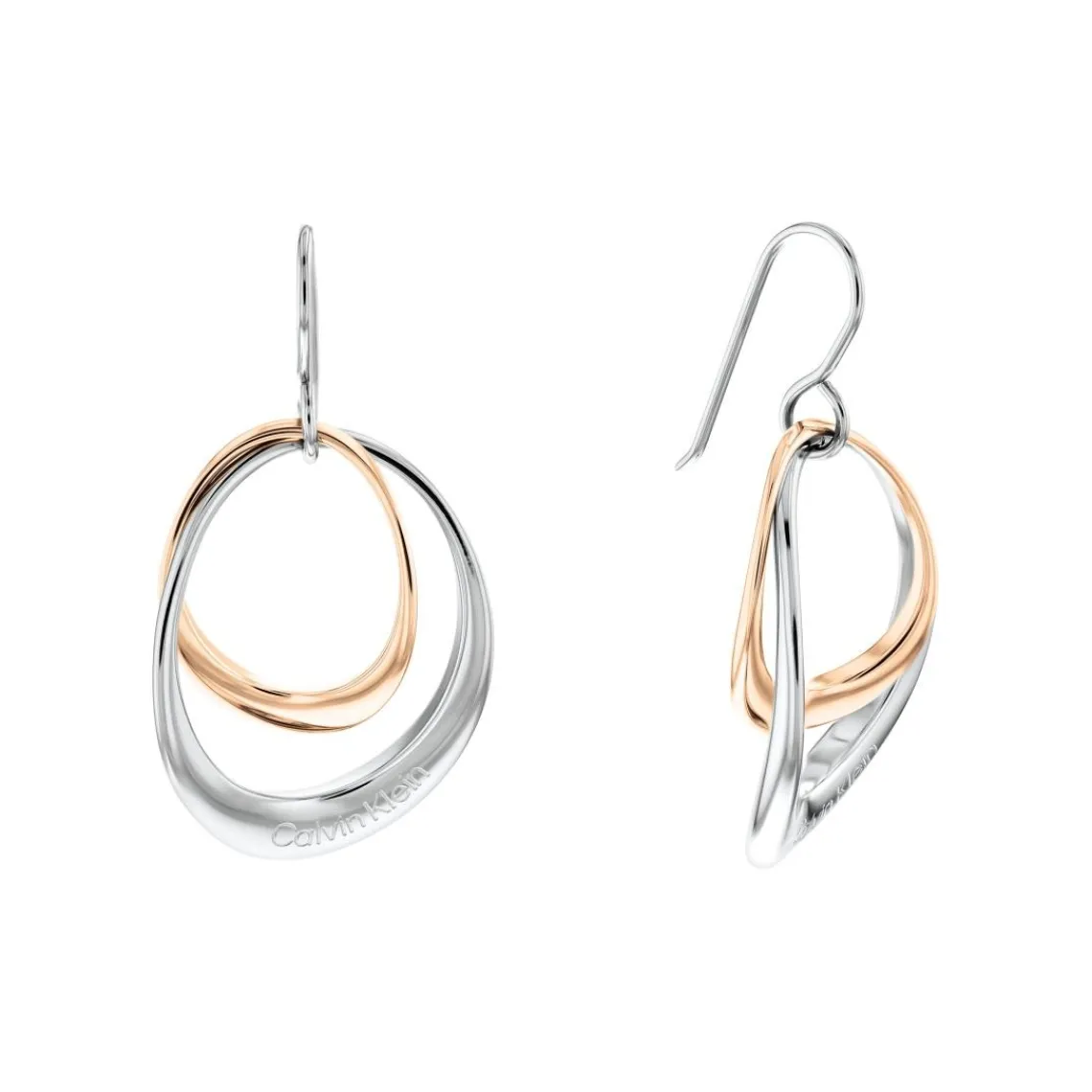 Calvin Klein Bijoux Boucles oreilles Calvin Klein Warped Rings - 35000003 Acier Argent, Doré rose | Femme Boucles D'Oreilles