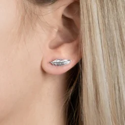 Maison de la Bijouterie Boucles oreilles femme plume Argent W5YWZ00 | Femme Boucles D'Oreilles
