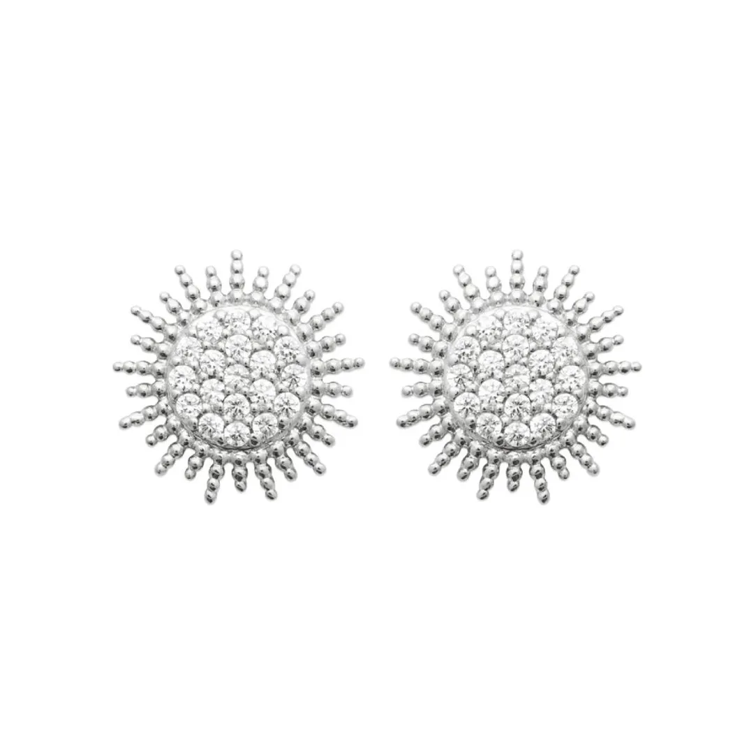 Maison de la Bijouterie Boucles oreilles femme soleil argent rhodié Z5W03Z0 | Femme Boucles D'Oreilles