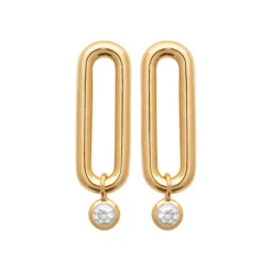 Maison de la Bijouterie Boucles oreilles ovales serti clos plaqué or Y5VWYZ0 | Femme Boucles D'Oreilles
