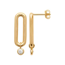 Maison de la Bijouterie Boucles oreilles ovales serti clos plaqué or Y5VWYZ0 | Femme Boucles D'Oreilles