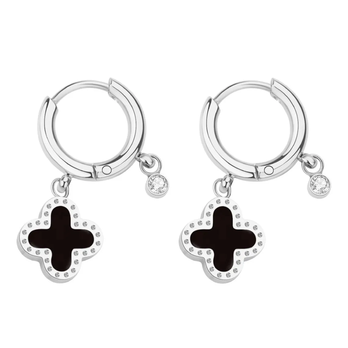 Pixies Bijoux Boucles oreilles - PEH0011-2BKO Acier Noir | Femme Boucles D'Oreilles
