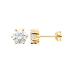 Maison de la Bijouterie Boucles oreilles plaqué or oxyde zirconium 7mm Y0YZ536WZ | Femme Boucles D'Oreilles