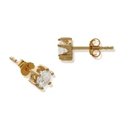 Maison de la Bijouterie Boucles oreilles plaqué or oxyde zirconium 5mm Y0YZ5365Z | Femme Boucles D'Oreilles