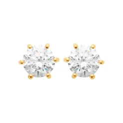 Maison de la Bijouterie Boucles oreilles plaqué or oxyde zirconium 6mm Y0YZ5366Z | Femme Boucles D'Oreilles